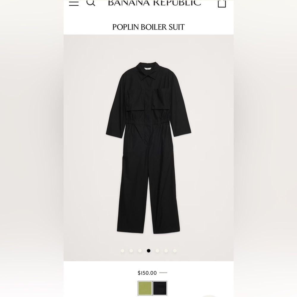 Banana Republic Black Poplin Boiler Suit